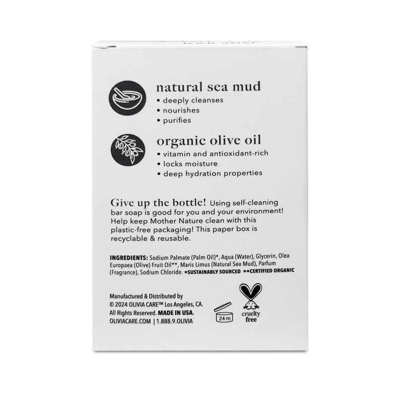 Olivia Care Sea Mud Bar Soap 100% Natural, Vegan & Organic - For Face & Body -Nourish, Exfoliate, Hydrate, Moisturize & Deep Clean - Leave Skin Purified & Glowing - 8 OZ - Image 2